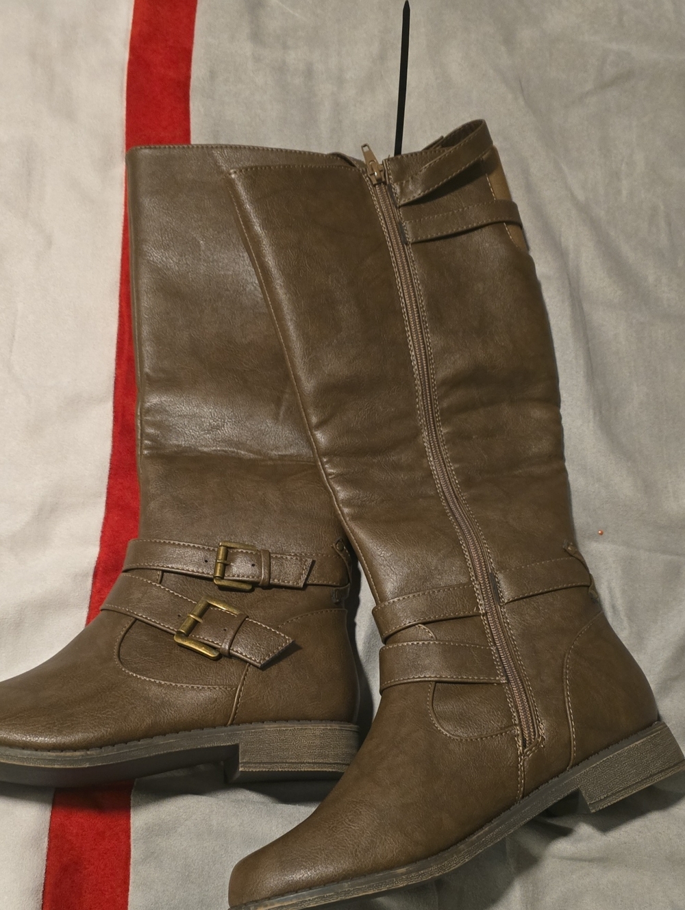 Classic Mid-Calf Brown Buckle Boots - Women's